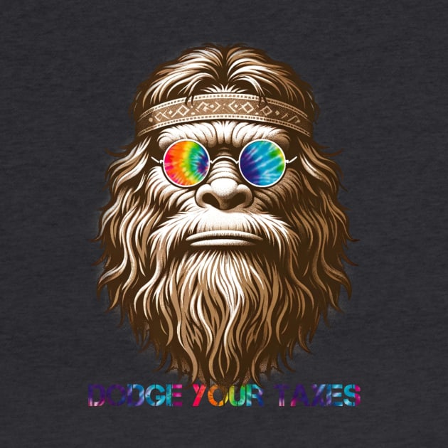 Dodge Your Taxes Sasquatch (Tie Dye Text) by Furzburger